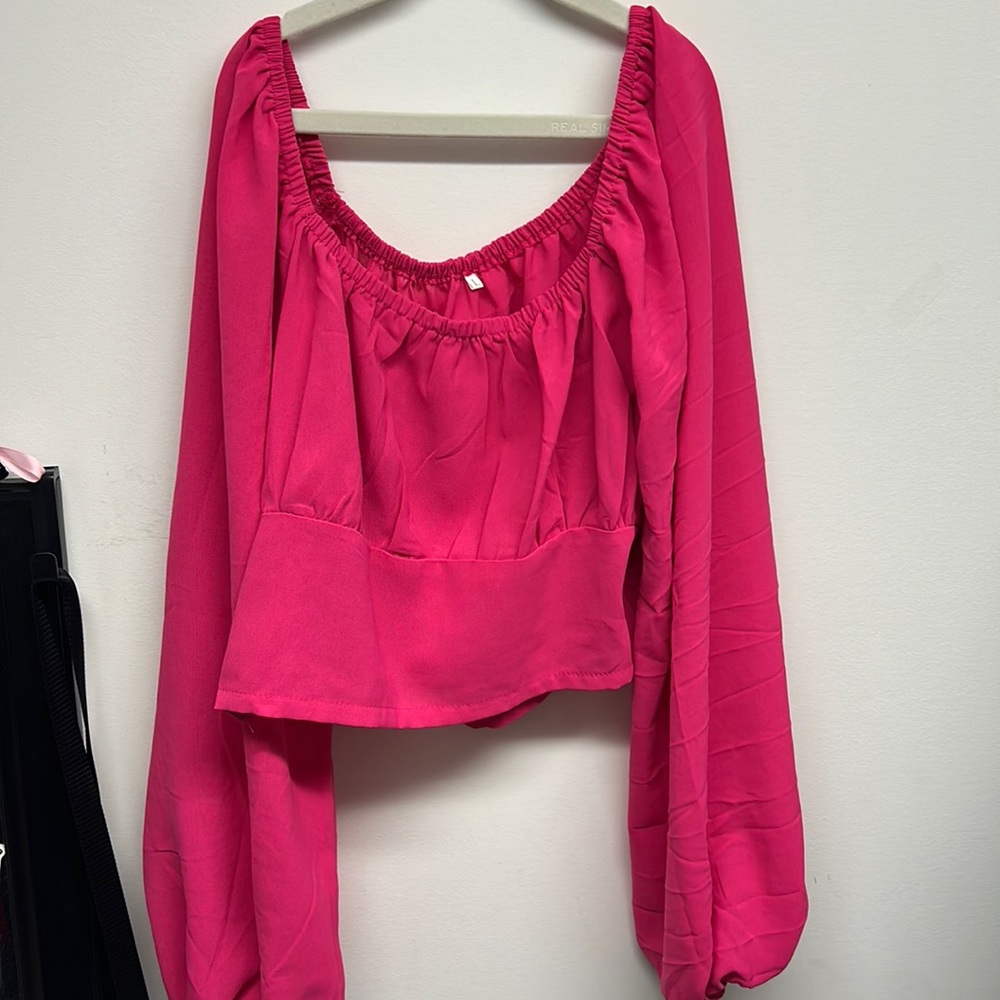 Pink Cropped Blouse Top